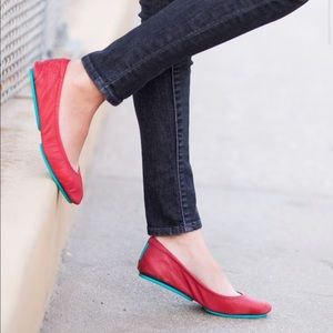 Tieks Red Leather Round Toe Flats Sise 8